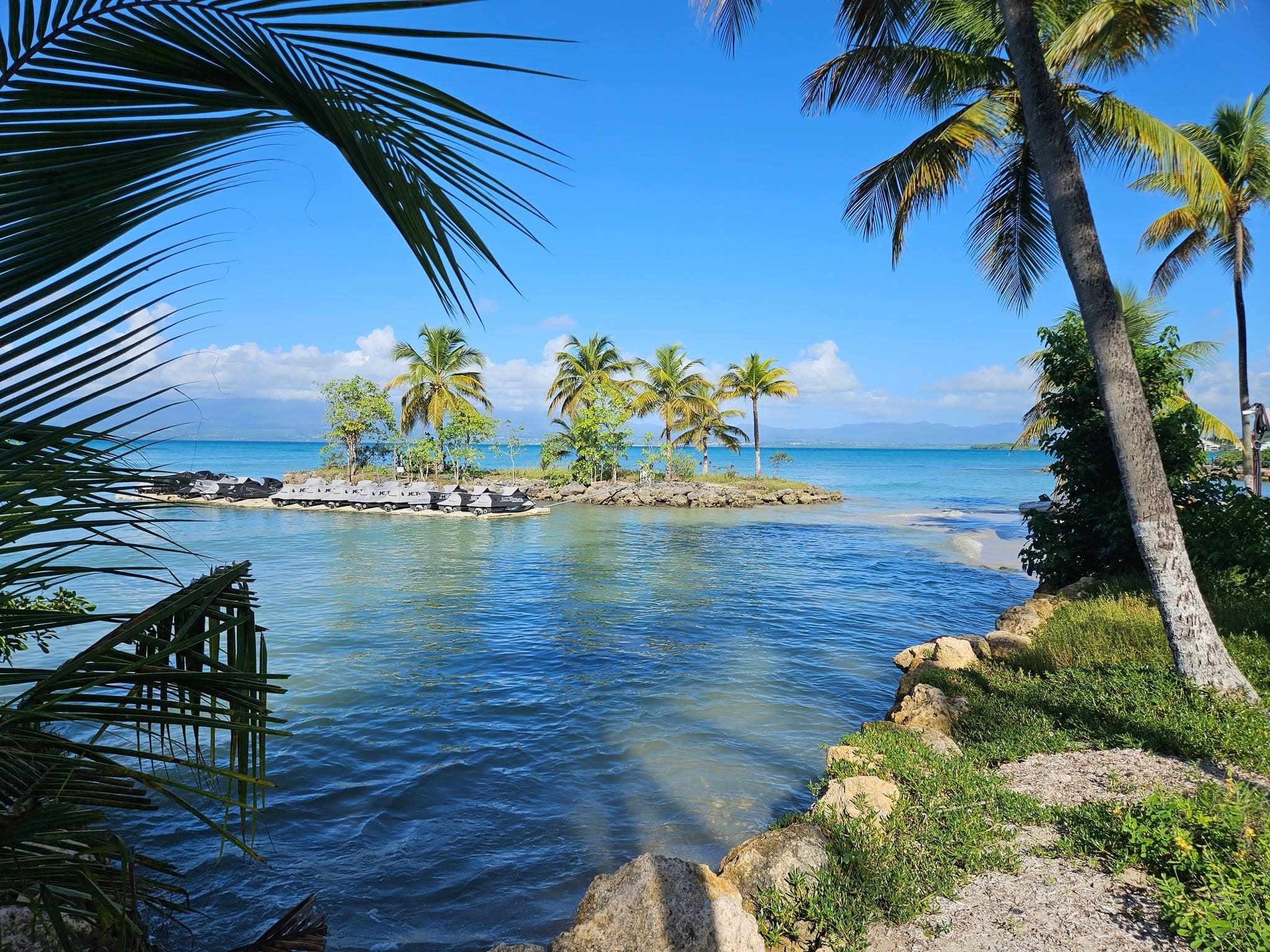 Lagon et palmiers en Guadeloupe